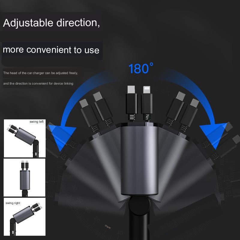 4 in 1 Retractable Charger SKU: 4RC-BLK-CA-ZAM