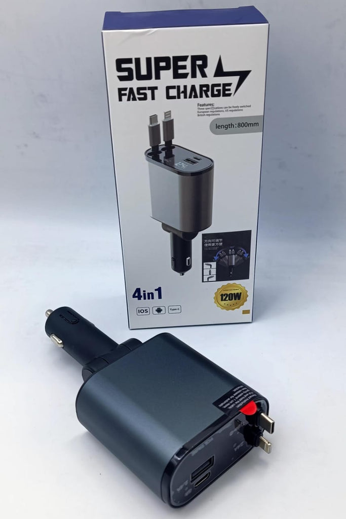 4 in 1 Retractable Charger SKU: 4RC-BLK-CA-ZAM
